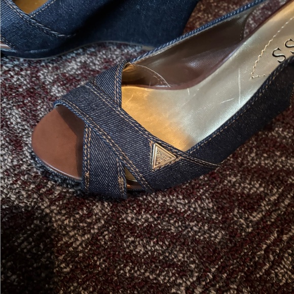 NEW Guess denim wedge sandals - Picture 7 of 8